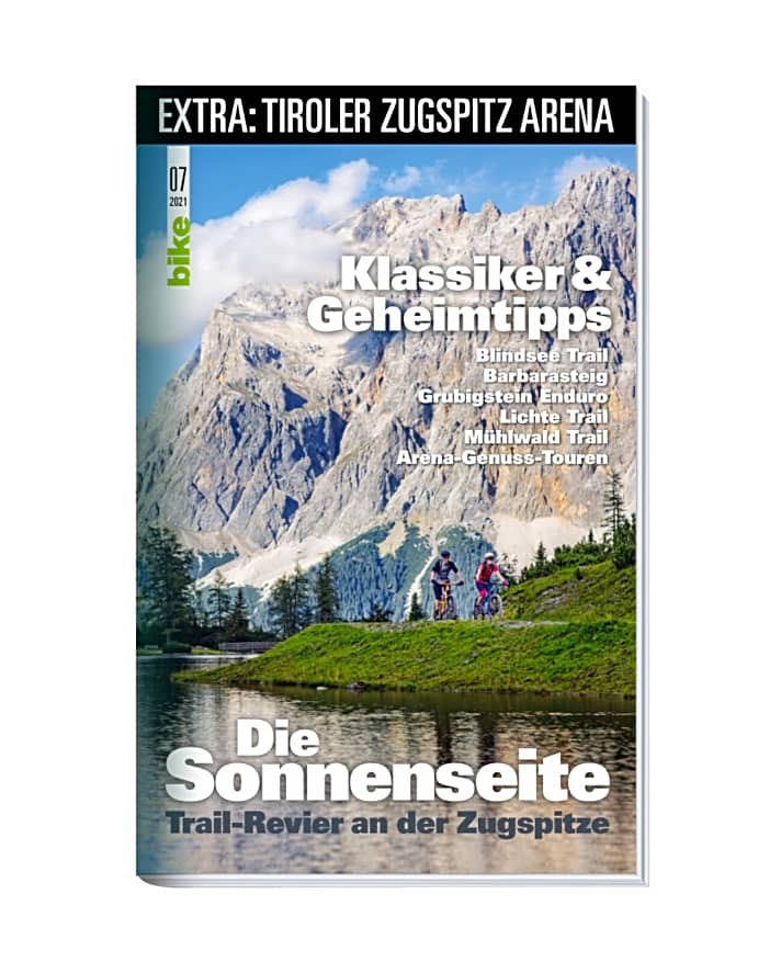   Von Genuss-Biken bis Trail-Abenteuer: fünf der besten Touren auf der österreichischen Seite der Zugspitze mit allen Details. Das XXL-Touren-Special ist als Sonderpublikation BIKE-Magazins mit Unterstützung der Tiroler Zugspitz Arena in BIKE 7/2021 erschienen. Bestellen Sie sich die komplette Ausgabe der <a href="https://www.delius-klasing.de/bike" target="_blank" rel="noopener noreferrer">BIKE versandkostenfrei nach Hause</a>  oder lesen Sie die Digital-Ausgabe in der BIKE App für <a href="https://itunes.apple.com/de/app/bike-das-mountainbike-magazin/id447024106?mt=8" target="_blank" rel="noopener noreferrer nofollow">iOS</a>  oder <a href="https://play.google.com/store/apps/details?id=com.pressmatrix.bikeapp" target="_blank" rel="noopener noreferrer nofollow">Android</a> . Besonders günstig und bequem lesen Sie <a href="http://www.delius-klasing.de/bike-lesen-wie-ich-will?utm_campaign=abo_2020_6_bik_lesen-wie-ich-will&utm_medium=display&utm_source=BIKEWebsite" target="_blank" rel="noopener noreferrer">BIKE im Abo</a> .