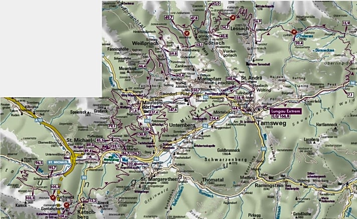   Die Route der Lungau Extrem mit 167 Kilometern und 6000 Höhenmetern.