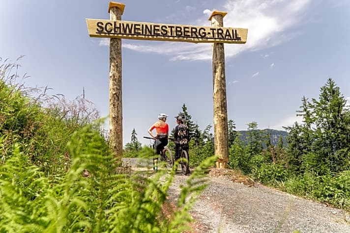   Nicht zu verfehlen an der Mittelstation des Fieberbrunner Streuböden-Lifts: der Einstieg in den neuen Schweinestberg-Trail.