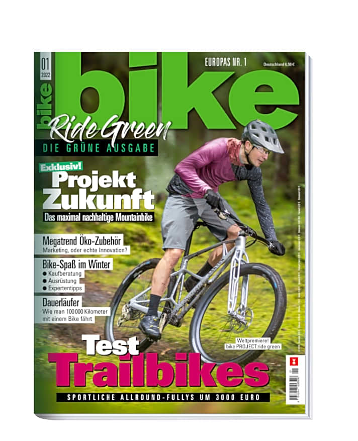   BIKE 1/2022 – die grüne Ausgabe ist ab 7. Dezember erhältlich. Bestellen Sie sich die <a href="https://www.delius-klasing.de/bike" target="_blank" rel="noopener noreferrer">BIKE versandkostenfrei nach Hause</a>  oder lesen Sie die Digital-Ausgabe in der BIKE App für <a href="https://itunes.apple.com/de/app/bike-das-mountainbike-magazin/id447024106?mt=8" target="_blank" rel="noopener noreferrer nofollow">iOS</a>  oder <a href="https://play.google.com/store/apps/details?id=com.pressmatrix.bikeapp" target="_blank" rel="noopener noreferrer nofollow">Android</a> . Besonders günstig und bequem erleben Sie die <a href="http://www.delius-klasing.de/bike-lesen-wie-ich-will?utm_campaign=abo_2020_6_bik_lesen-wie-ich-will&utm_medium=display&utm_source=BIKEWebsite" target="_blank" rel="noopener noreferrer">BIKE im Abo</a> .
