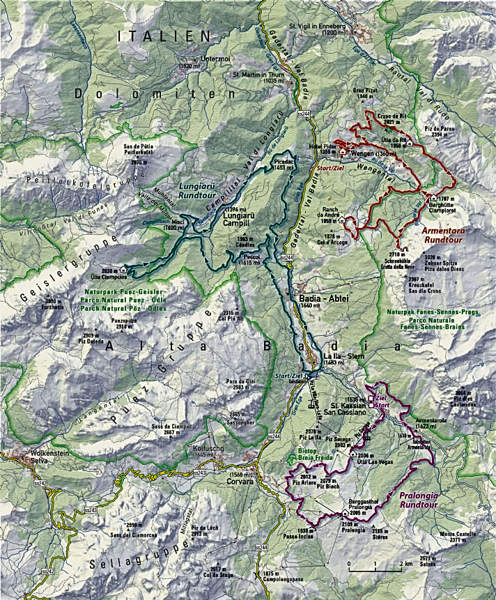  Die Touren um Alta Badia in der Übersicht