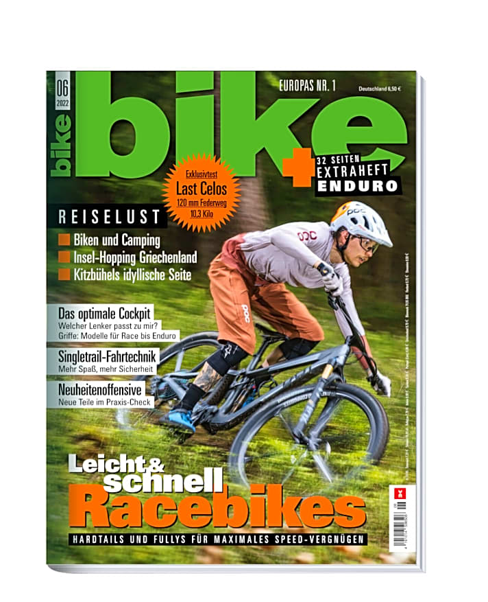   BIKE 06/2022 – jetzt lesen! Bestellen Sie sich das gedruckte <a href="https://www.delius-klasing.de/bike" target="_blank" rel="noopener noreferrer">BIKE Magazin nach Hause</a>  oder lesen Sie die Digital-Ausgabe in der BIKE App für <a href="https://itunes.apple.com/de/app/bike-das-mountainbike-magazin/id447024106?mt=8" target="_blank" rel="noopener noreferrer nofollow">iOS</a>  oder <a href="https://play.google.com/store/apps/details?id=com.pressmatrix.bikeapp" target="_blank" rel="noopener noreferrer nofollow">Android</a> . Besonders günstig und bequem erleben Sie die <a href="http://www.delius-klasing.de/bike-lesen-wie-ich-will?utm_campaign=abo_2020_6_bik_lesen-wie-ich-will&utm_medium=display&utm_source=BIKEWebsite" target="_blank" rel="noopener noreferrer">BIKE im Abo</a> .