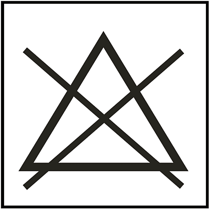   Das Dreiecksymbol bedeutet bleichen. Bei Funktionstextilien ist es meist durchgestrichen, das heißt: Nicht bleichen.
