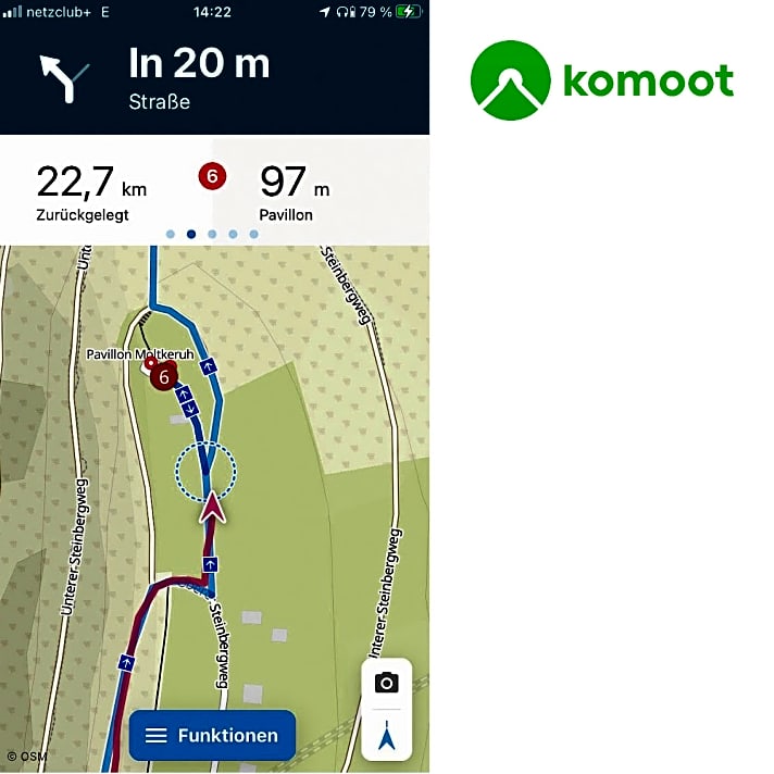 Screenshot der komoot App mit Logo