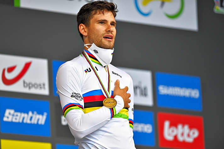Filippo Ganna wurde 2021 in Belgien Weltmeister im Einzelzeitfahren