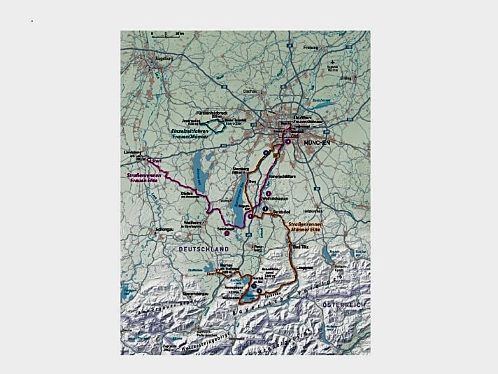 Die Straßenradsport-Wettbewerbe auf der Karte