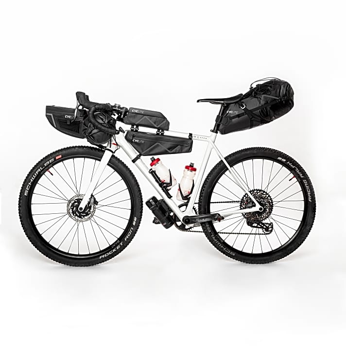 Die leichten Cyclite-Taschen sind alle wasserdicht und lassen sich zuverlässig am Fahrrad befestigen