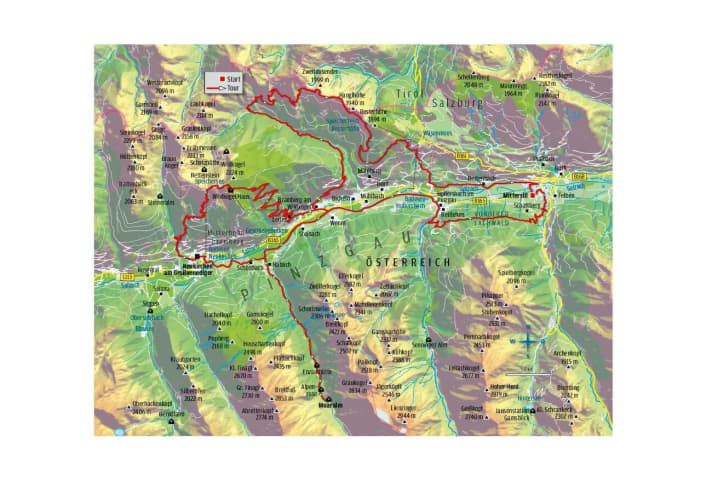   Übersichtskarte Zwei-Tages-MTB-Tour "Pinzgauer Explorer".