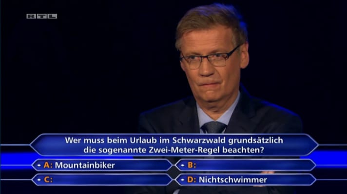   In der TV-Show "Wer wird Millionär?" war die 2-Meter-Regel Thema der 500000-Euro-Frage.