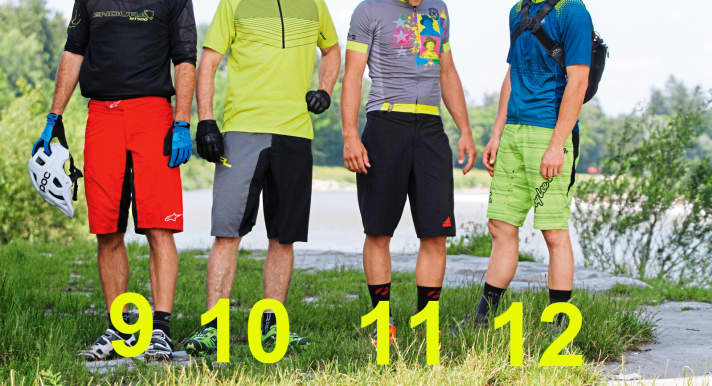   v.l.n.r.: 9. ALPINE STARS Hyperlite 2 Shorts | 10. SCOTT Trail Tech Shorts | 11. ADIDAS Trail Race Shorts | 12. TROY LEE DESIGN Ace Short