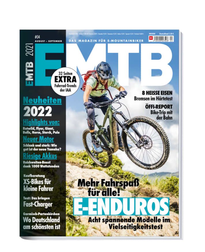   Jetzt im Handel: EMTB 4/2021 – Das Magazin für E-Mountainbiker. Sie erhalten die neue EMTB bequem im <a href="https://www.delius-klasing.de/abo-shop/?zeitschrift=233&utm_source=emb_web&utm_medium=red_heftinfo&utm_campaign=abo_emb" target="_blank" rel="noopener noreferrer">Abo</a> , in unserem <a href="https://www.delius-klasing.de/emtb" target="_blank" rel="noopener noreferrer">Onlineshop</a>  sowie als App-Ausgabe für <a href="https://apps.apple.com/de/app/emtb-magazin/id1079396102" target="_blank" rel="noopener noreferrer nofollow">Apple</a>  und <a href="https://play.google.com/store/apps/details?id=de.delius_klasing.emtb" target="_blank" rel="noopener noreferrer nofollow">Android</a>