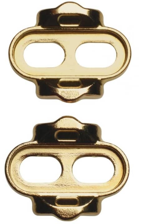   0°-Auslösewinkel   Seit Kurzem gibt es auch ein Cleat von Crank Brothers mit 0°-Auslösewinkel. Es ist auf beiden Seiten mit einem Oval gekennzeichnet und reduziert das Spiel am Pedal.