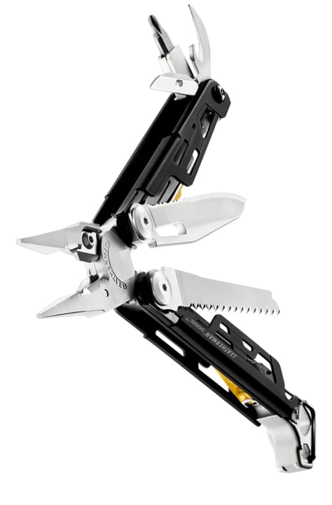 Drahtschneider, Messer, Säge, Hammer, Pfeife...Das Leatherman hat 19 Funktionen. Alles was zum Überleben wichtig ist, soll dabei sein.
