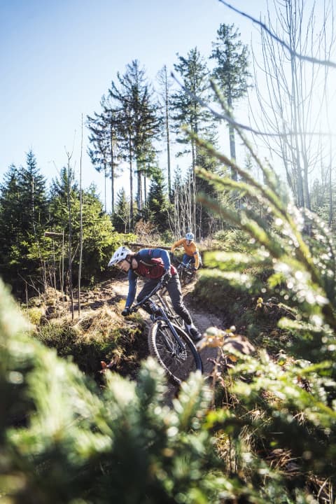   Ausreißer: Auf verwinkelten Strecken hat das Rocky Mountain gegenüber der E-MTB-Konkurrenz von Rotwild und Yeti die Nase vorn – dem geringen Gewicht sein Dank!