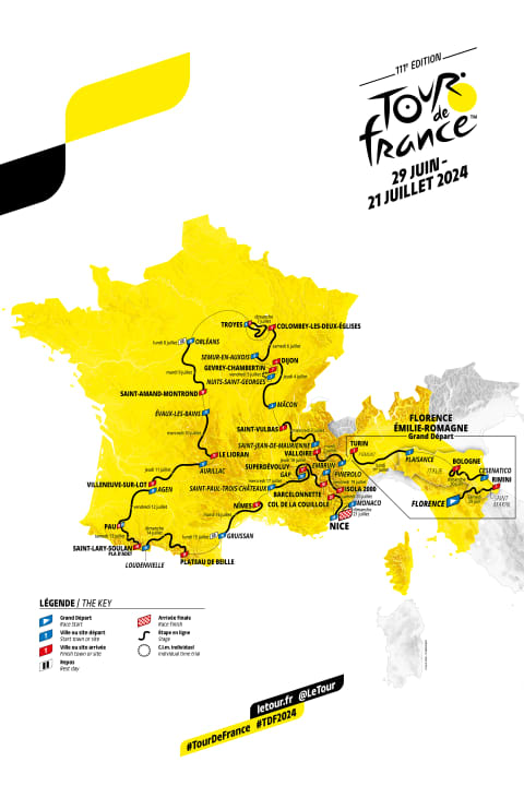 Die Tour de France 2024 auf der Karte