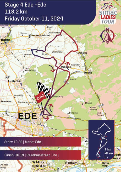 Die Strecke der 4. Etappe der Simac Ladies Tour 2024