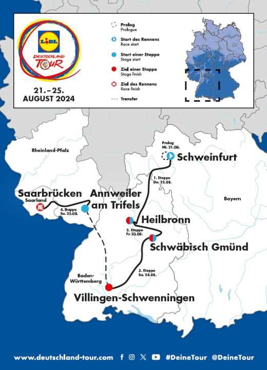 Deutschland Tour 2025 Strecke, Etappen, TVÜbertragung & LiveStream