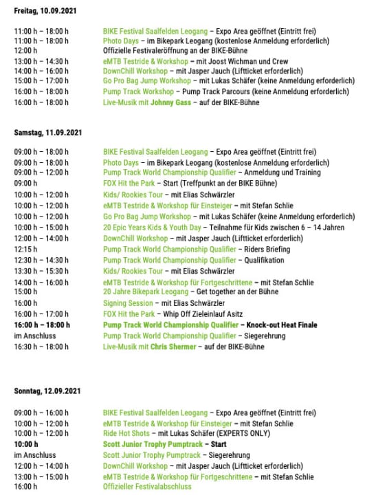 Drei vollgepackte Tage: das Programm des BIKE Festivals 2021 in Leogang.