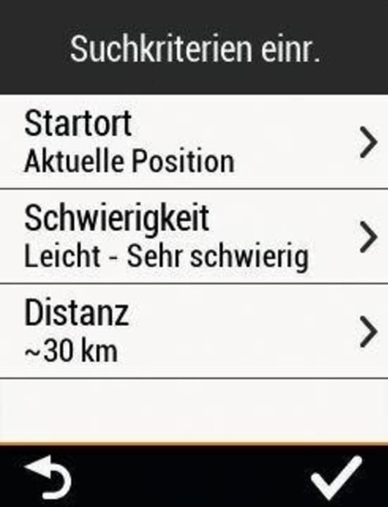 Hilfe bei der Tourenplanung gefällig? Der Garmin Edge 830 verarbeitet verschiedene Kriterien wie Distanz, Schwierigkeit und Startrichtung und sucht nach passenden Strecken im Garmin-Routen-Portal.