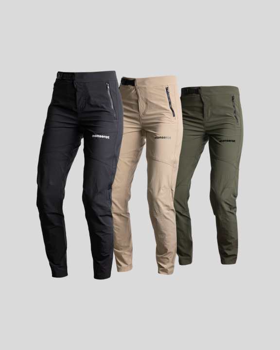 Die drei Farben der Trailpants 3 nebeneinander