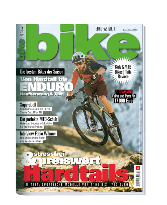 BIKE 04/2022 – mit über 25 Seiten Themenschwerpunkt "Kids & Bikes", Gut-und-günstig-Hardtails im Test und den besten Bikes der Saison 2022 – jetzt lesen! Bestellen Sie sich die <a href="https://shop.delius-klasing.de/bike-04-2022-p-BIK-2022-04/" target="_blank" rel="noopener noreferrer">BIKE versandkostenfrei nach Hause</a>  oder lesen Sie die Digital-Ausgabe in der BIKE App für<a href="https://apps.apple.com/at/app/dk-magazin-kiosk/id1588235359" target="_blank" rel="noopener noreferrer"> iOS</a> oder <a href="https://play.google.com/store/apps/details?id=delius.klasing.android" target="_blank" rel="noopener noreferrer nofollow">Android</a>. Besonders günstig und bequem erleben Sie die <a href="https://shop.delius-klasing.de/zeitschriften/radsport/bike/?selected_product=KP0005831p" target="_blank" rel="noopener noreferrer">BIKE im Abo</a>.