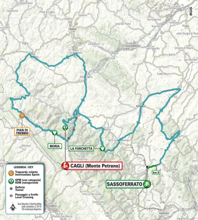 Die Strecke der 6. Etappe von Tirreno-Adriatico 2024