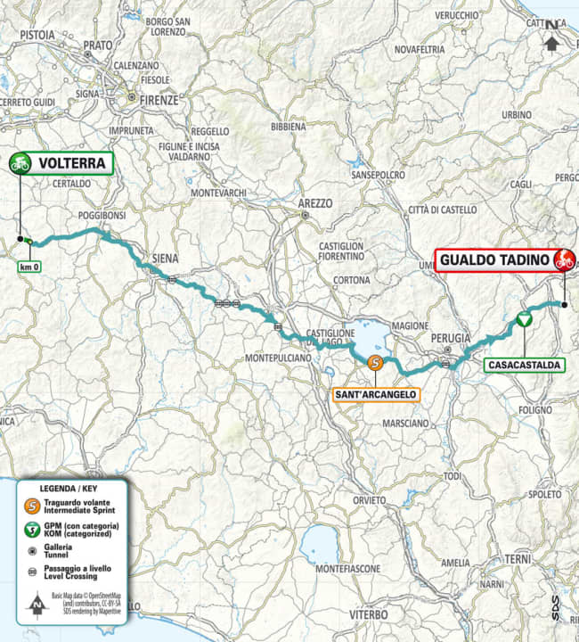 Die Strecke der 3. Etappe von Tirreno-Adriatico 2024