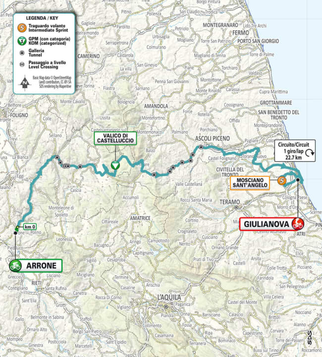 Die Strecke der 4. Etappe von Tirreno-Adriatico 2024