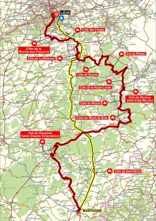 Lüttich-Bastogne-Lüttich 2025: Das Männerrennen auf der Karte
