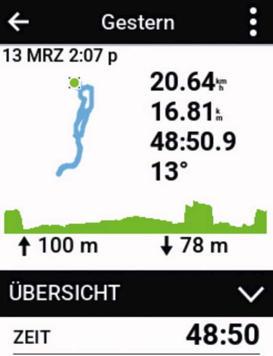 Informationsdichte des Garmin Edge 840: Ansichten wie Strecke oder Menüpunkte können per Touch aktiviert werden.