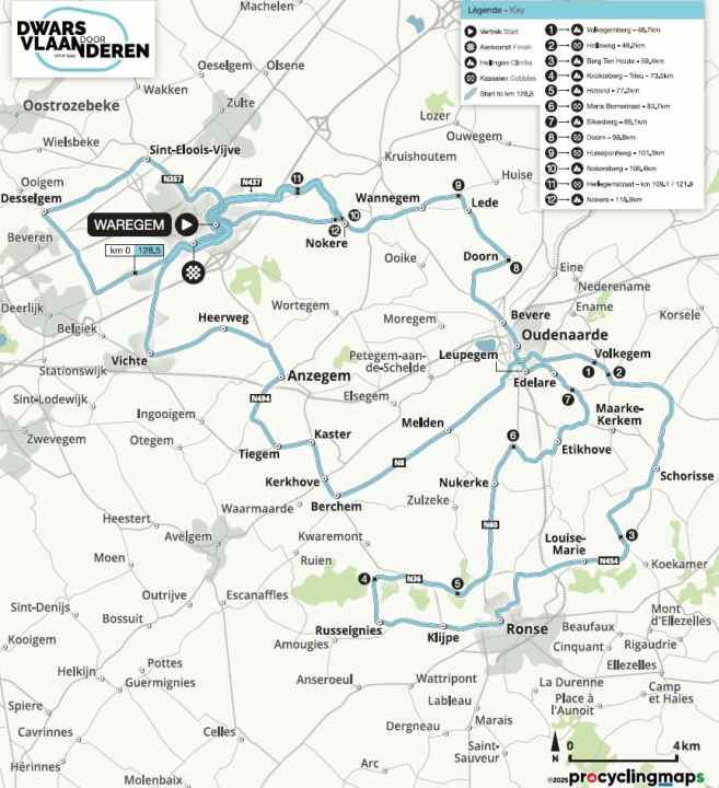 Dwaars door Vlaanderen 2025: Das Frauenrennen auf der Karte